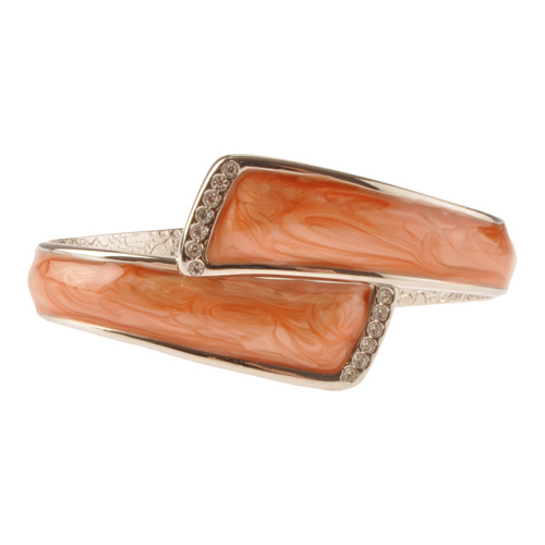 FUMI Colors - Coral & Silver with Clear Crystals